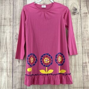 Hanna Andersson‎ Girls Sz 12 Pink Floral Print Mini Dress Long Sleeves Casual